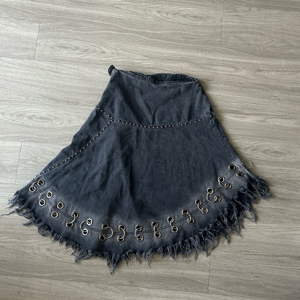 Jaded London Frayed Hem Black Skirt